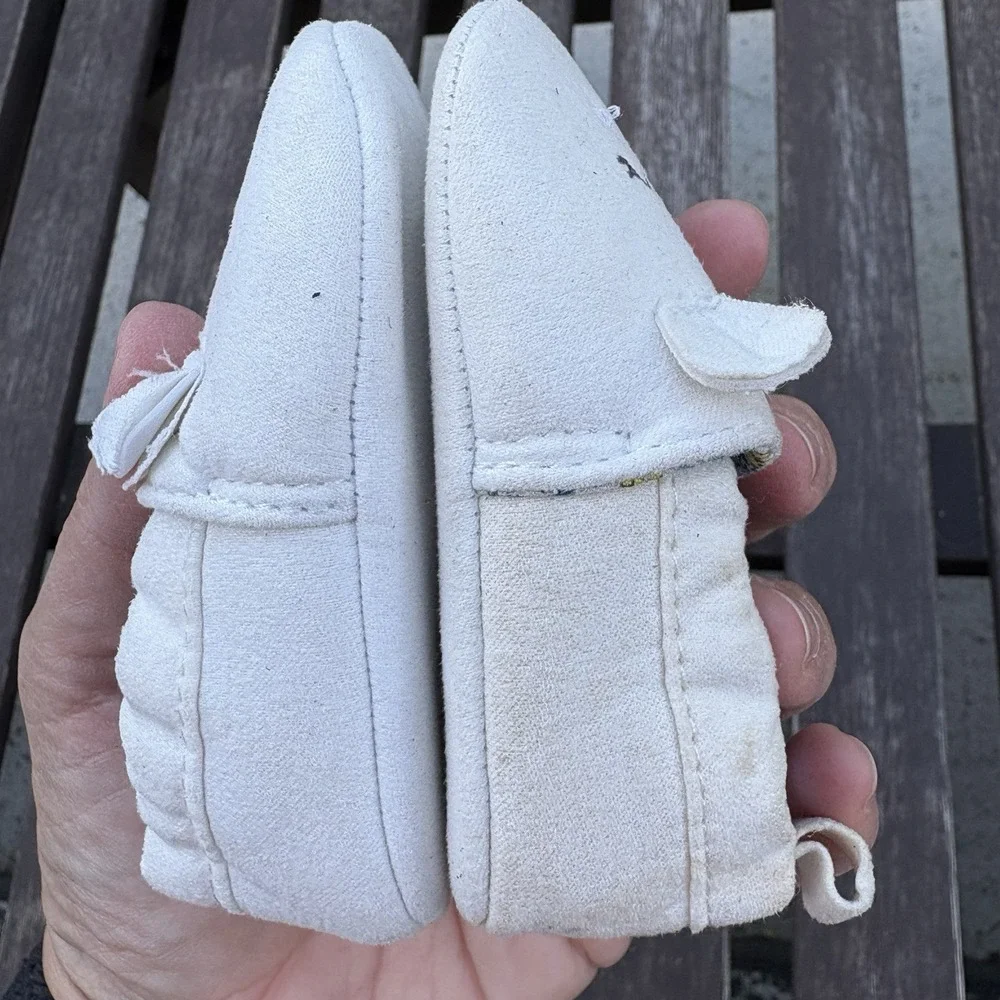 Carters Kids 0-3M White Crib Shoes Animal Core Faux Suede